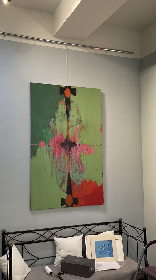 Green Figurative Abstract by Gela MIKAVA