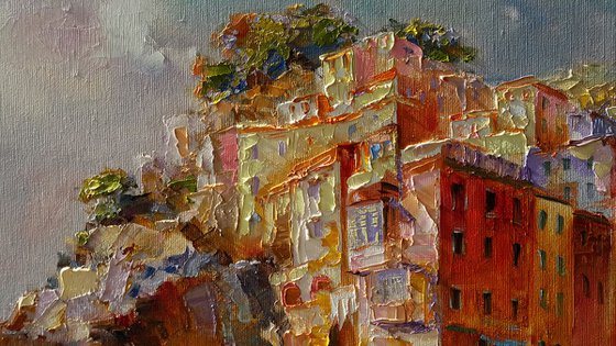 Riomaggiore - Cinque Terre, Italy landscape, oil painting