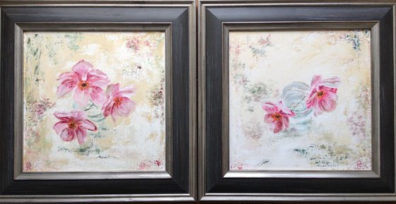 Japanese Anemones Duo  Impressionist Flowers / Still Life