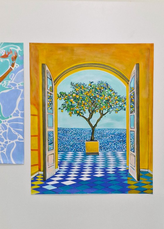 Seascape with lemon tree