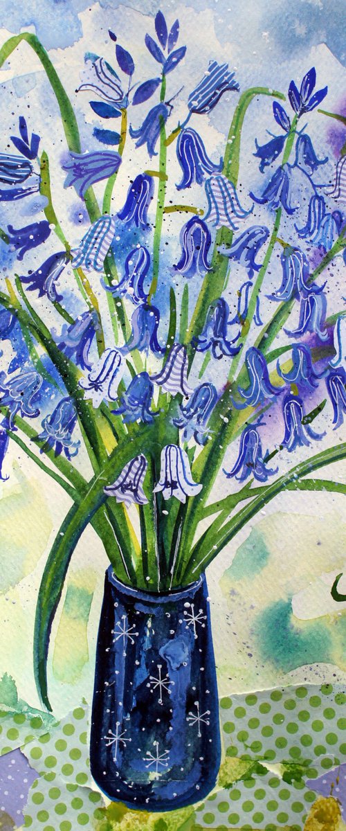 Little vase of bluebells by Julia  Rigby