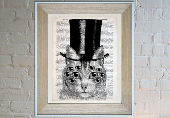 I See You - Collage Art Print on Large Real English Dictionary Vintage Book Page