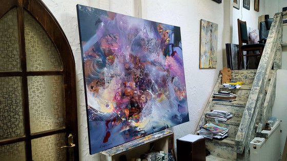 GIGANTIC XXL HUGE PAINTING FASCINATING COLORS COMPOSITION ALICE DREAMS CHILDHOOD GAME MELANCHOLIA ABSTRACT ART BY O KLOSKA