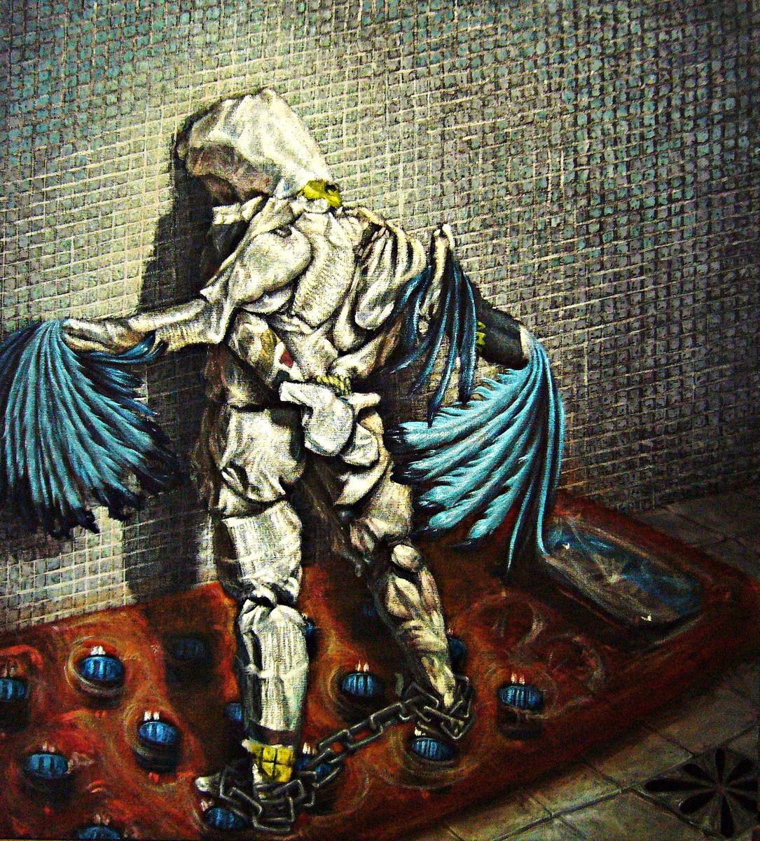 Portrait Oil Painting By Antonio Mele, 45 X 50, Nello Studio Di Mengele, Original Artwork