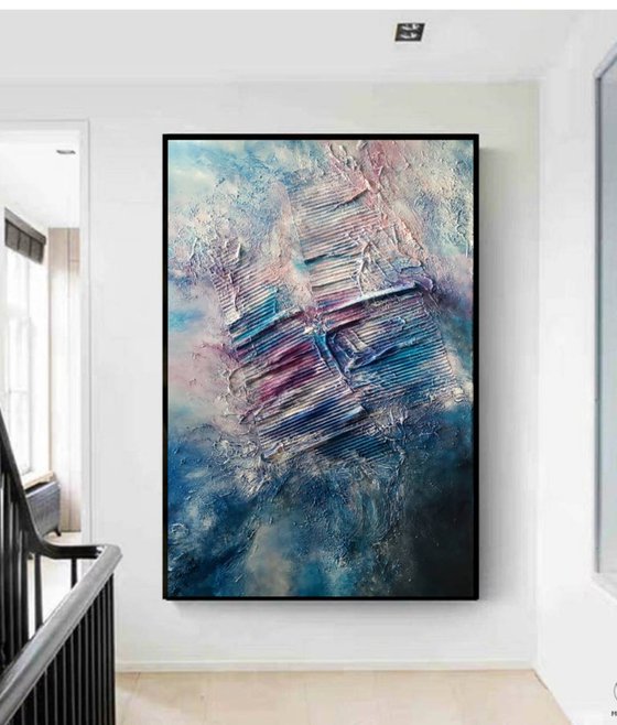 Purple swept away    70x100cm Abstract Textured Painting