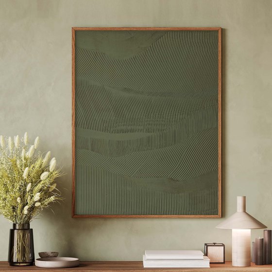"Green Rye" Green abstract high textured art