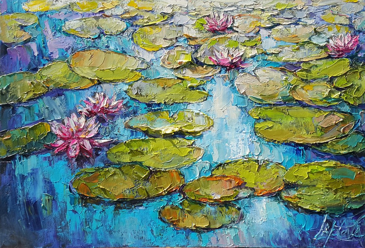Water Lilies Pond By Viktoria Lapteva, 31 X 22, Artwork For Sale On Artfinder