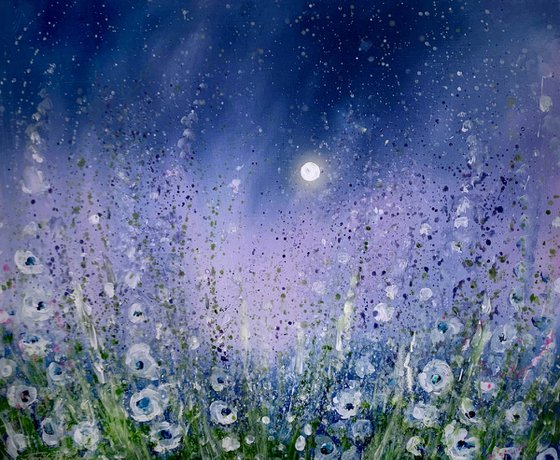 Fleur de Lune - Original Moonflower Impressionist Oil Painting By Jennifer Taylor