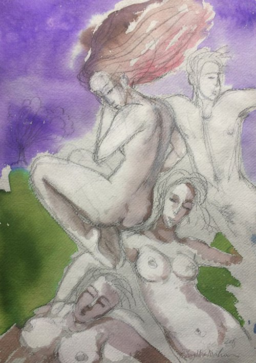 Figures (figurative nude sketches) by Phyllis Mahon