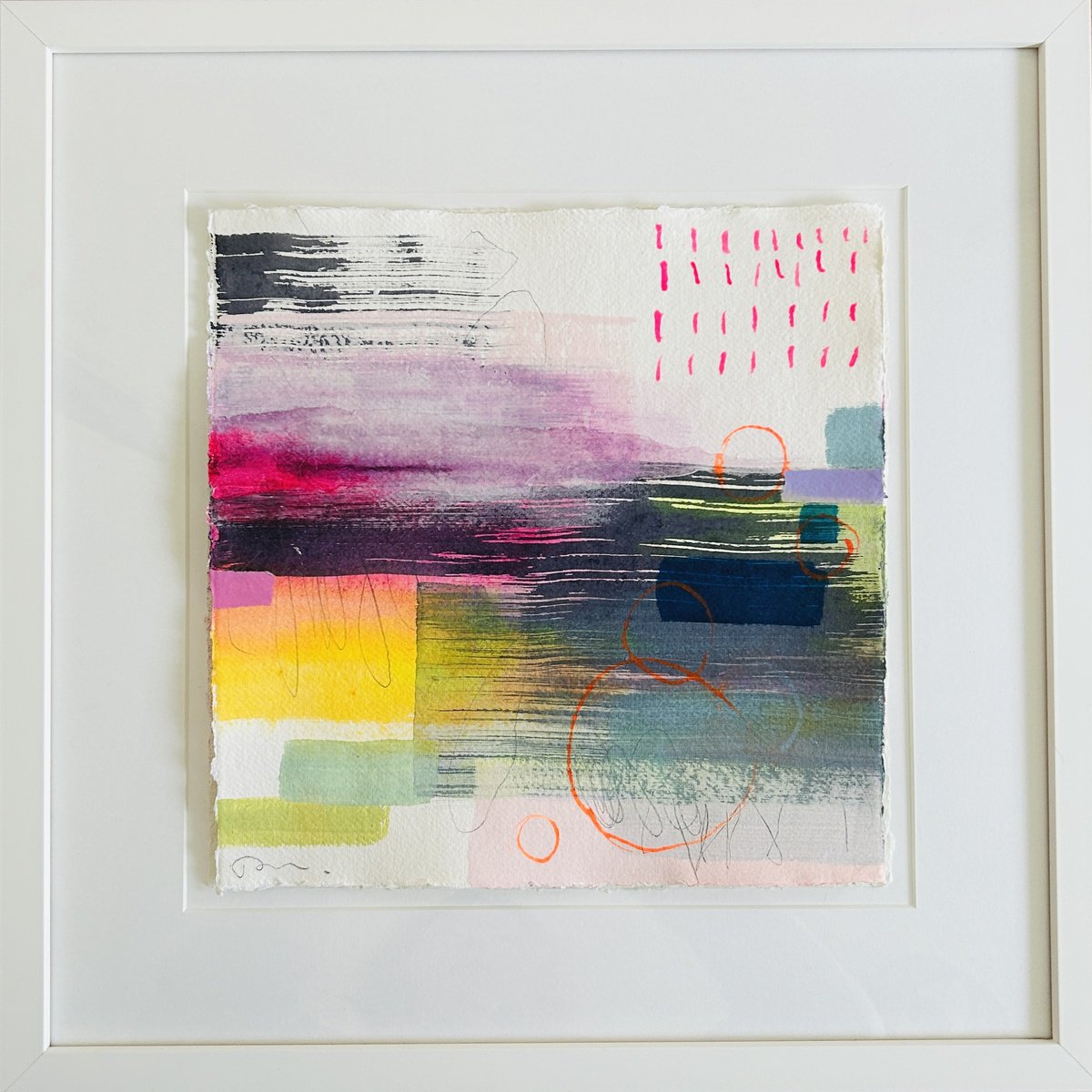 Abstract Ink Drawing By Ryoko Minamitani, 12 X 12", Conversation Series 80, Original Artwork