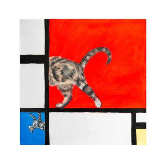 Feline Abstraction: A Mondrian-Inspired Mischief
