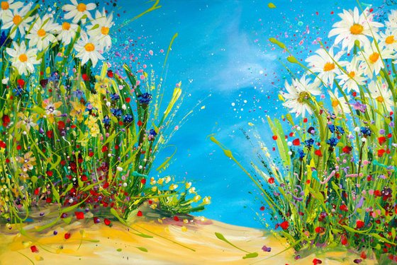 Blooming Dance with Daisies and Cornflowers