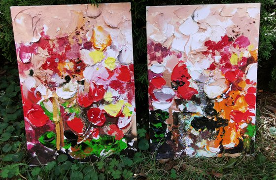 Abstract floral Paintings, Set of 2