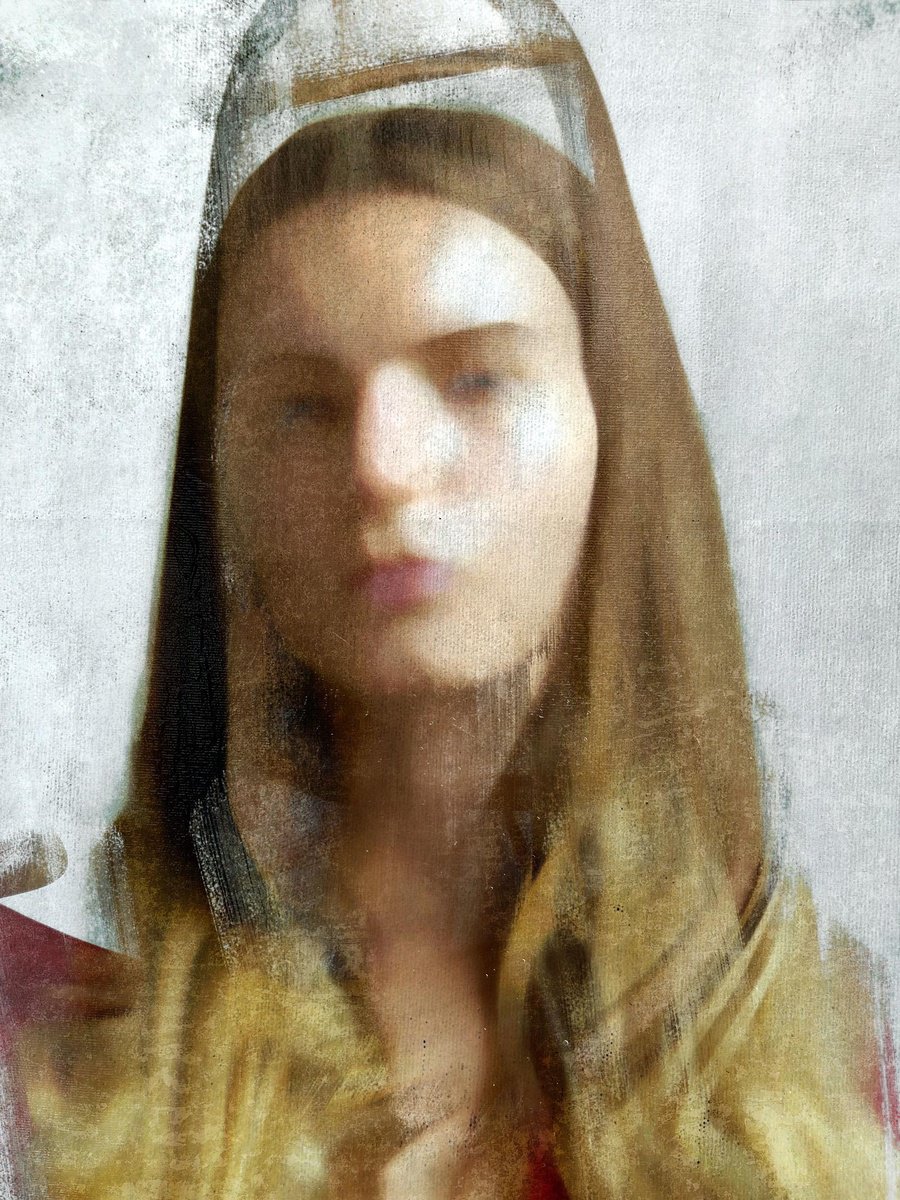 Impressionistic Portrait Acrylic Painting By Dario Moschetta, 24 X 31, Blurry Essence, Original Artwork