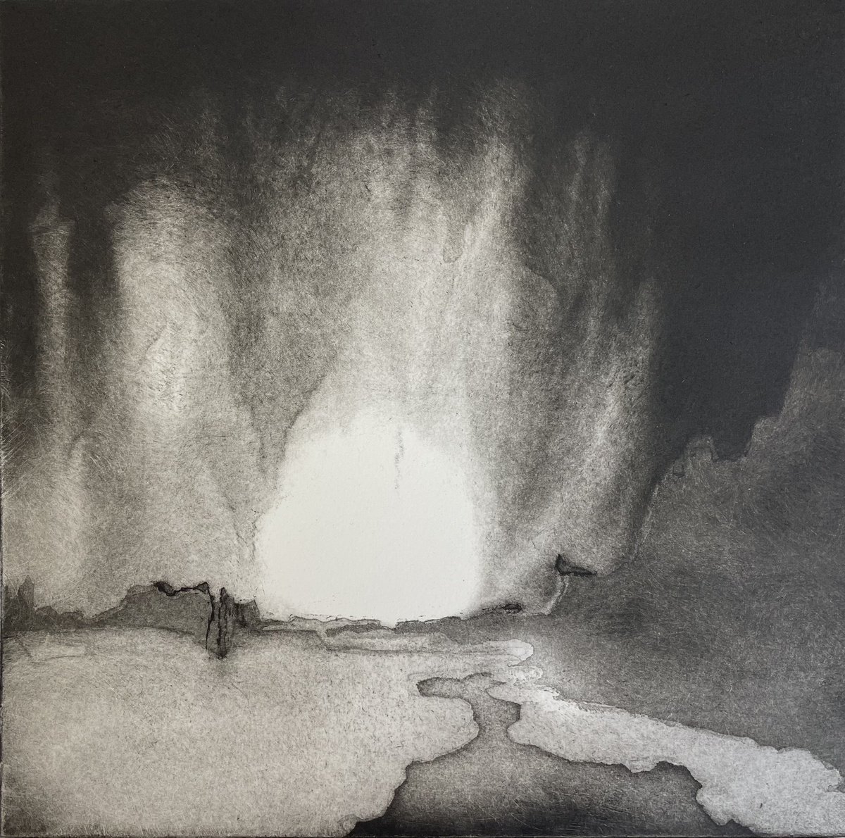 Expressive Landscape Etchings & Engravings By Lizzie Butler, 15 X 15", Awakening, Original Artwork