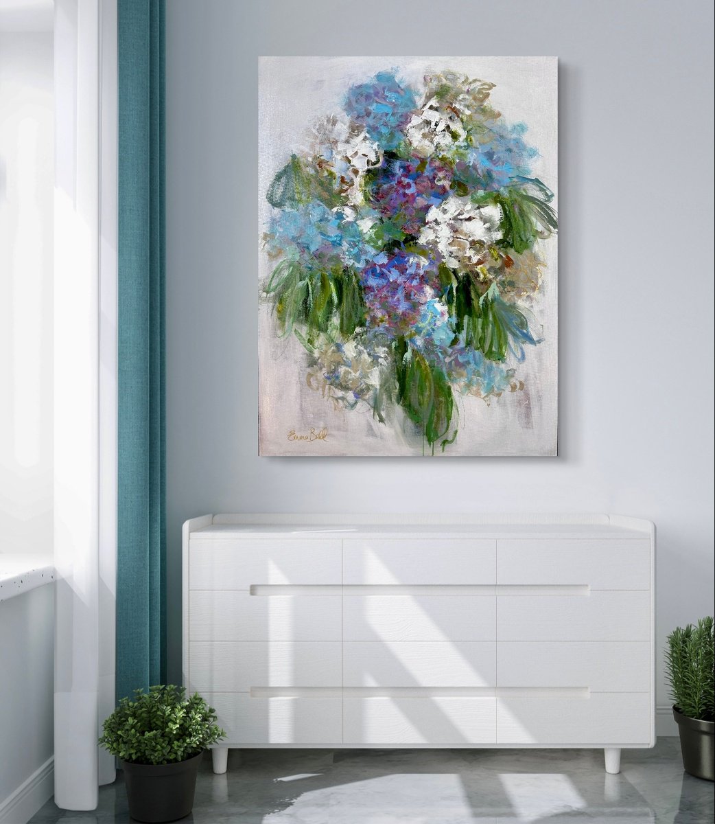 Abstract Acrylic Painting By Emma Bell, 36 X 48, Marvelous Bloom, Original Artwork