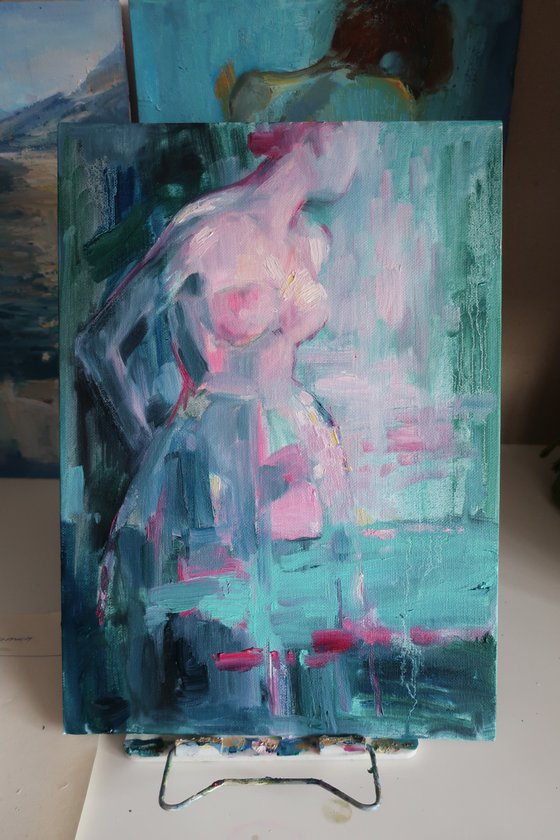 Oil Painting Green - Pink