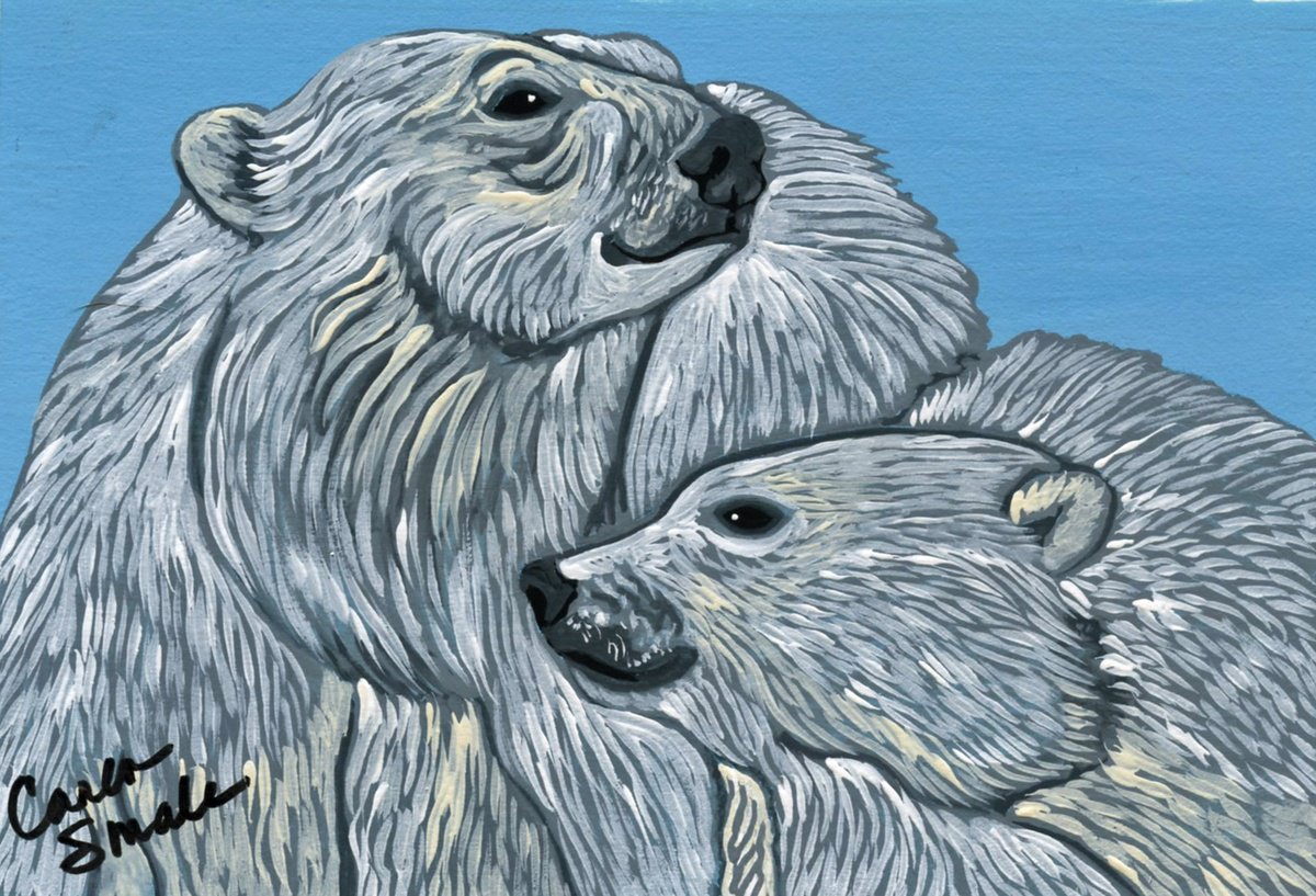 Polar Bear Mom and Cub by Carla Smale