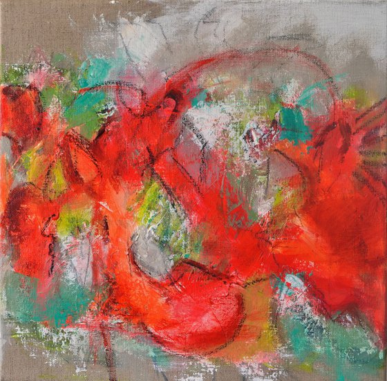 Red Triptych - small abstract works