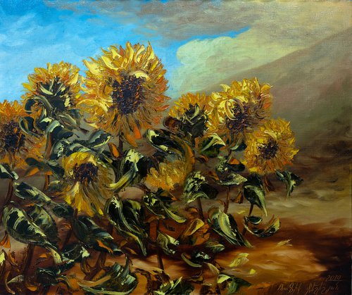Sunflowers  (60x50cm, oil painting, ready to hang) by Rafik Qeshishyan