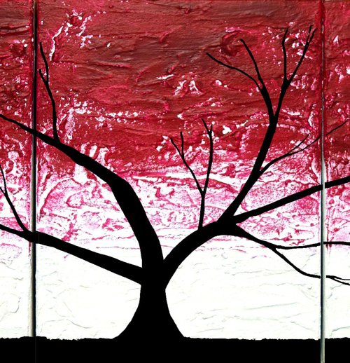 Burgundy Tree of Life artwork in acrylic by Stuart Wright