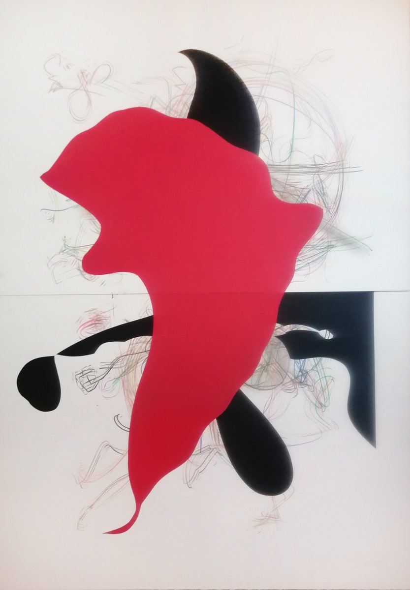 Surrealistic Abstract Collage By Stefano Mazzolini, 39 X 55", Relmiro, Original Artwork