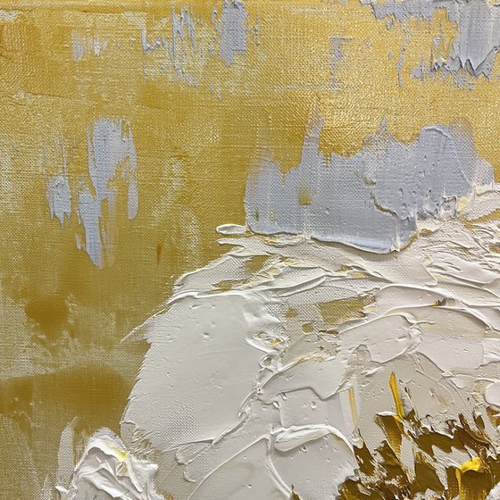 White and gold Abstraction Peonies.