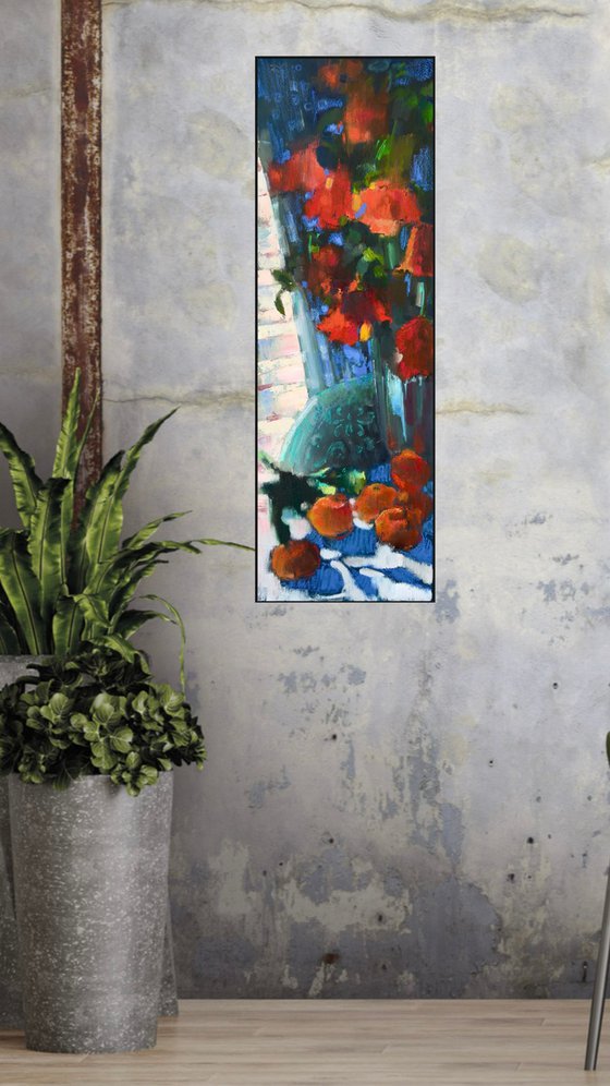 Colourful still life with oranges