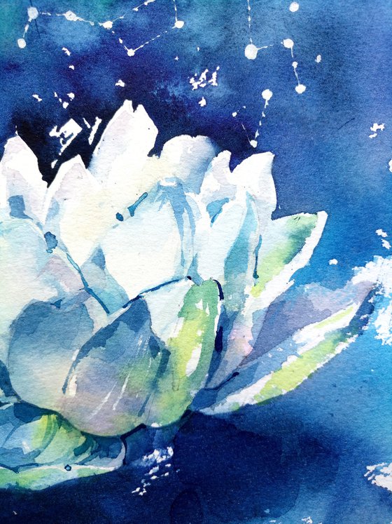 Original watercolor painting "Lotus - the flower of life"