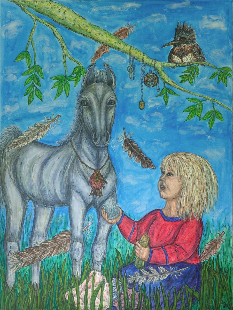 Impressionistic Animal Acrylic Painting By Kim Jones Miller, 30 X 40", Healing Spirit, Original Artwork