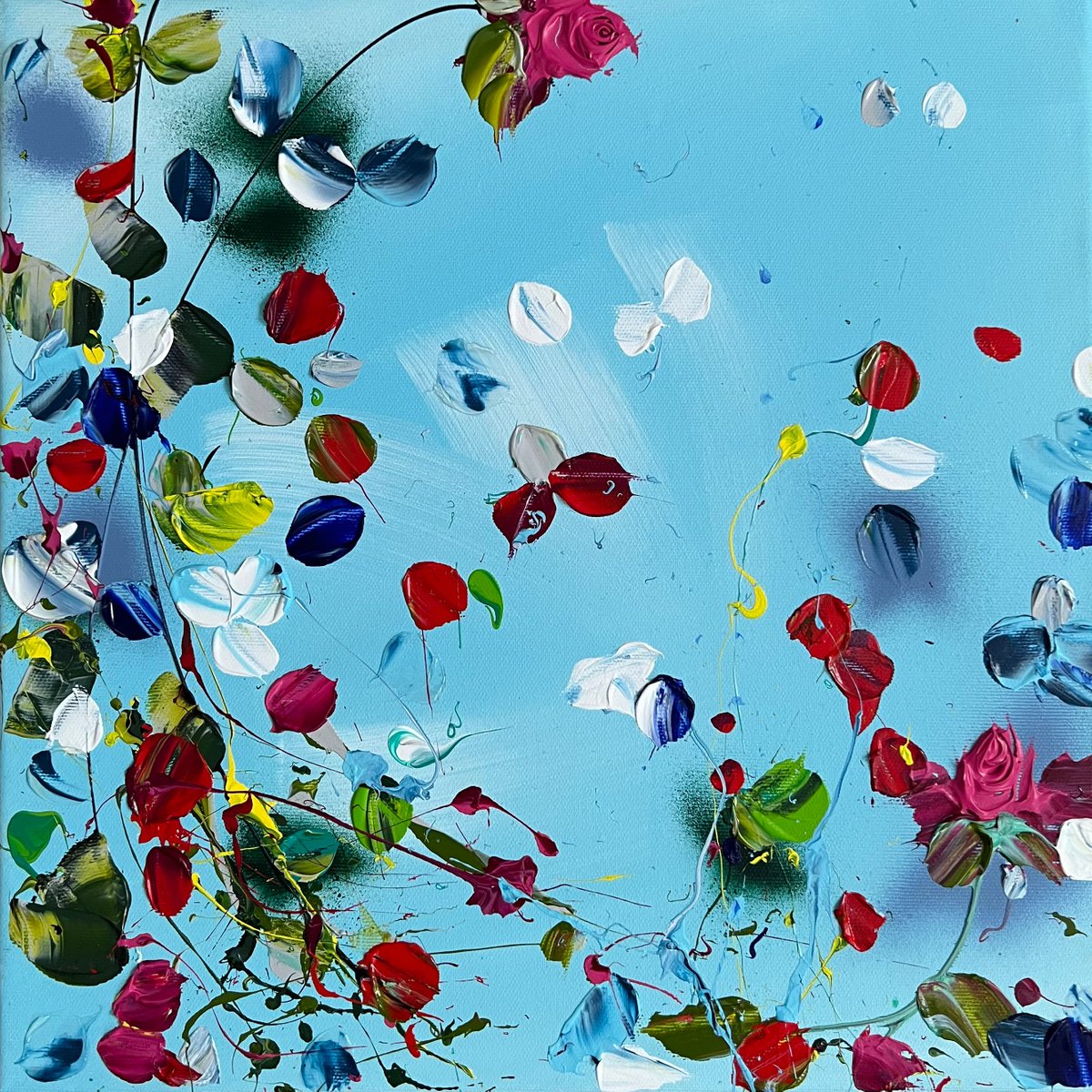 Blue Sky acrylic square artwork 40x40cm by Anastassia Skopp