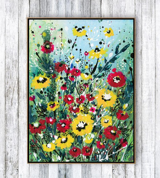 Dancing In The Garden -  Abstract Flower Painting  by Kathy Morton Stanion