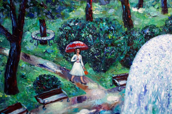 Rain in the city garden by Gala Sobol