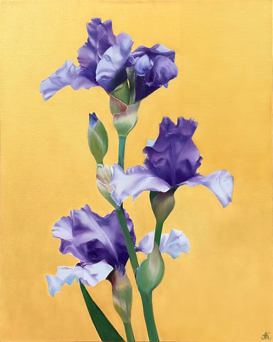 Photorealistic Oil Painting , Blue Irises By Alla Kallas, 16 X 20, Artwork For Sale On Artfinder