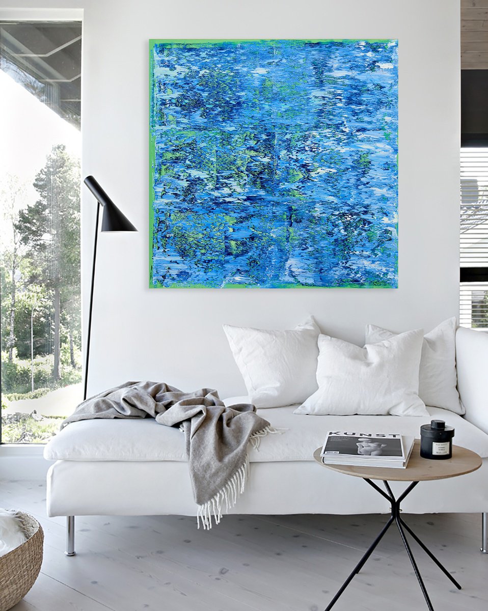 Abstract Oil Painting By Nataliia Sydorova, 45 X 45", Amalfi Coast, Original Artwork