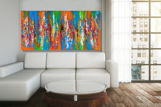 Brand New Day - LARGE,  ABSTRACT ART, PALETTE KNIFE ART – EXPRESSIONS OF ENERGY AND LIGHT. READY TO HANG!