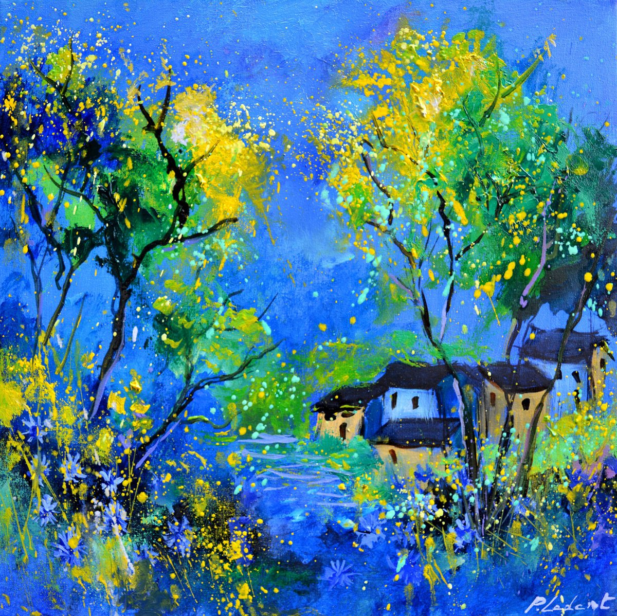 Blue Landscape By Pol Henry Ledent, 16 X 16, Artwork For Sale On Artfinder