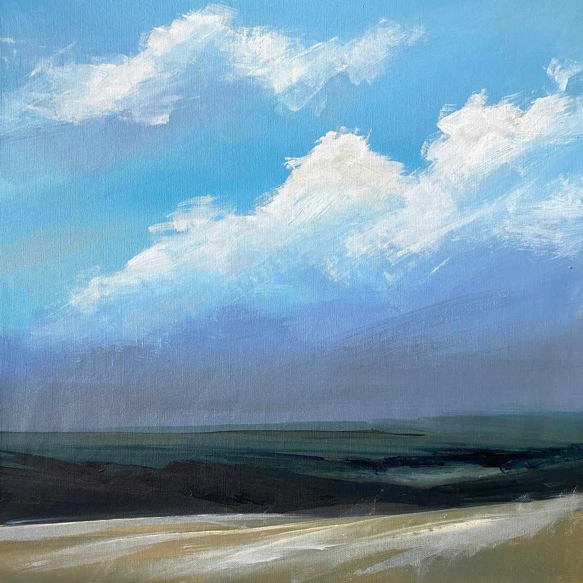 Impressionistic Landscape Acrylic Painting By Helen Mount, 16 X 16, Breathe Slowly/5, Original Artwork