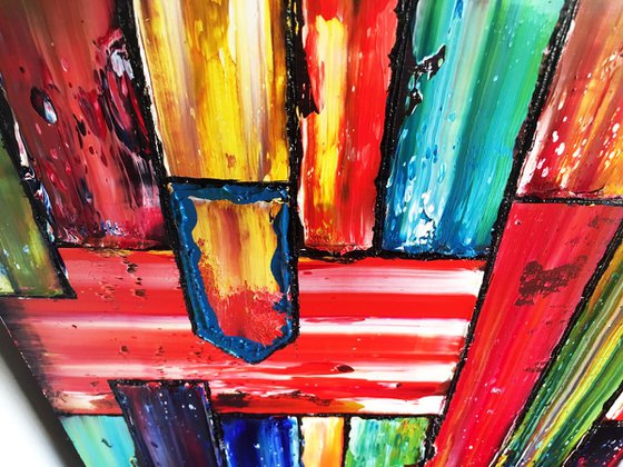 "No Direction" - Save As Series + FREE USA SHIPPING - Original PMS Abstract Diptych Oil Paintings On Recycled Wood - 80" x 28"