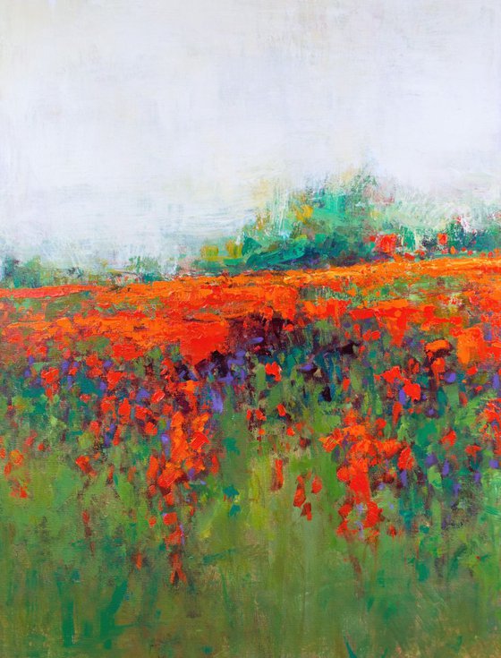 Red Field 18x24 inches