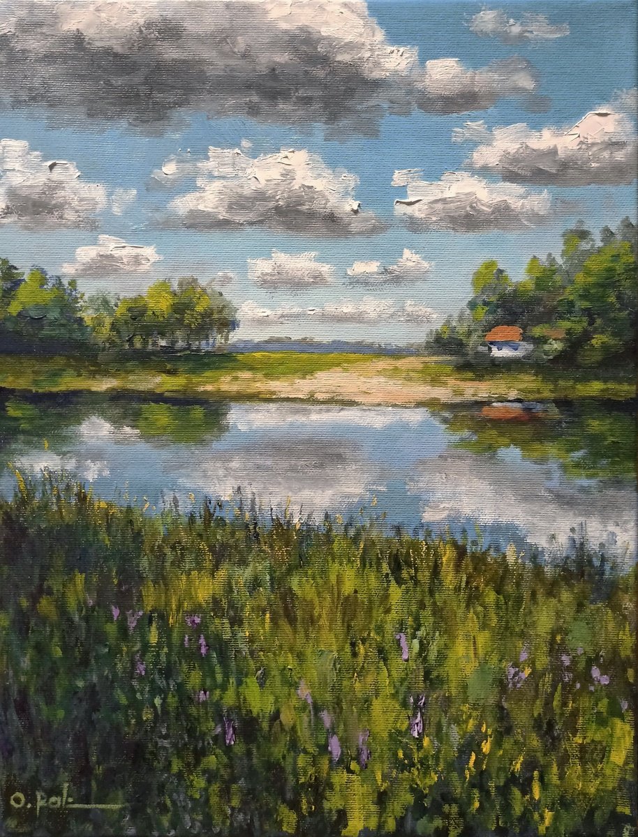 House By The River By Oleh Rak, 12 X 16, Artwork For Sale On Artfinder