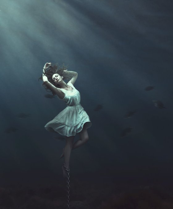 Fine Art Photography Print, Trapped Underwater, Fantasy Giclee Print, Limited Edition of 5