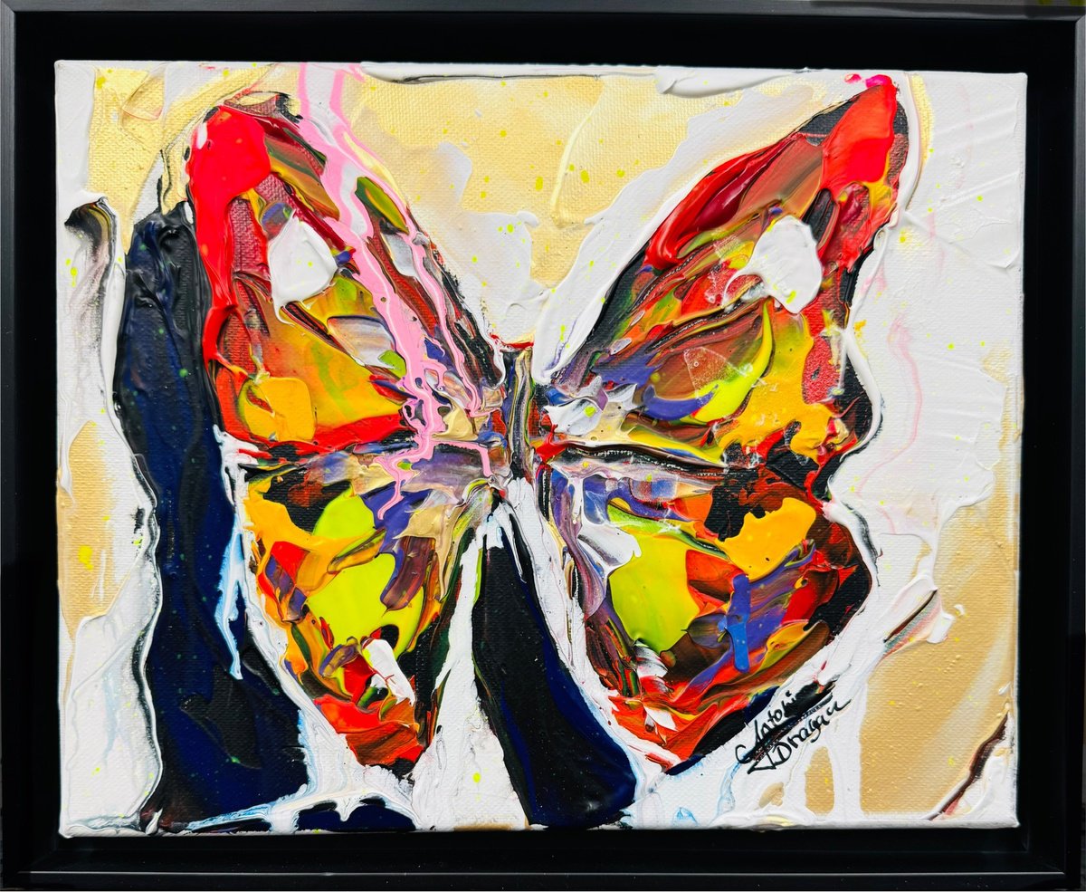 Impressionistic Animal Acrylic Painting By Antoni Dragan, 13 X 10, Metamorphosis Gold, Original Artwork