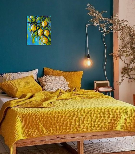 Lemon tree - lemon, oil painting, lemons oil painting, lemons on the tree, nature