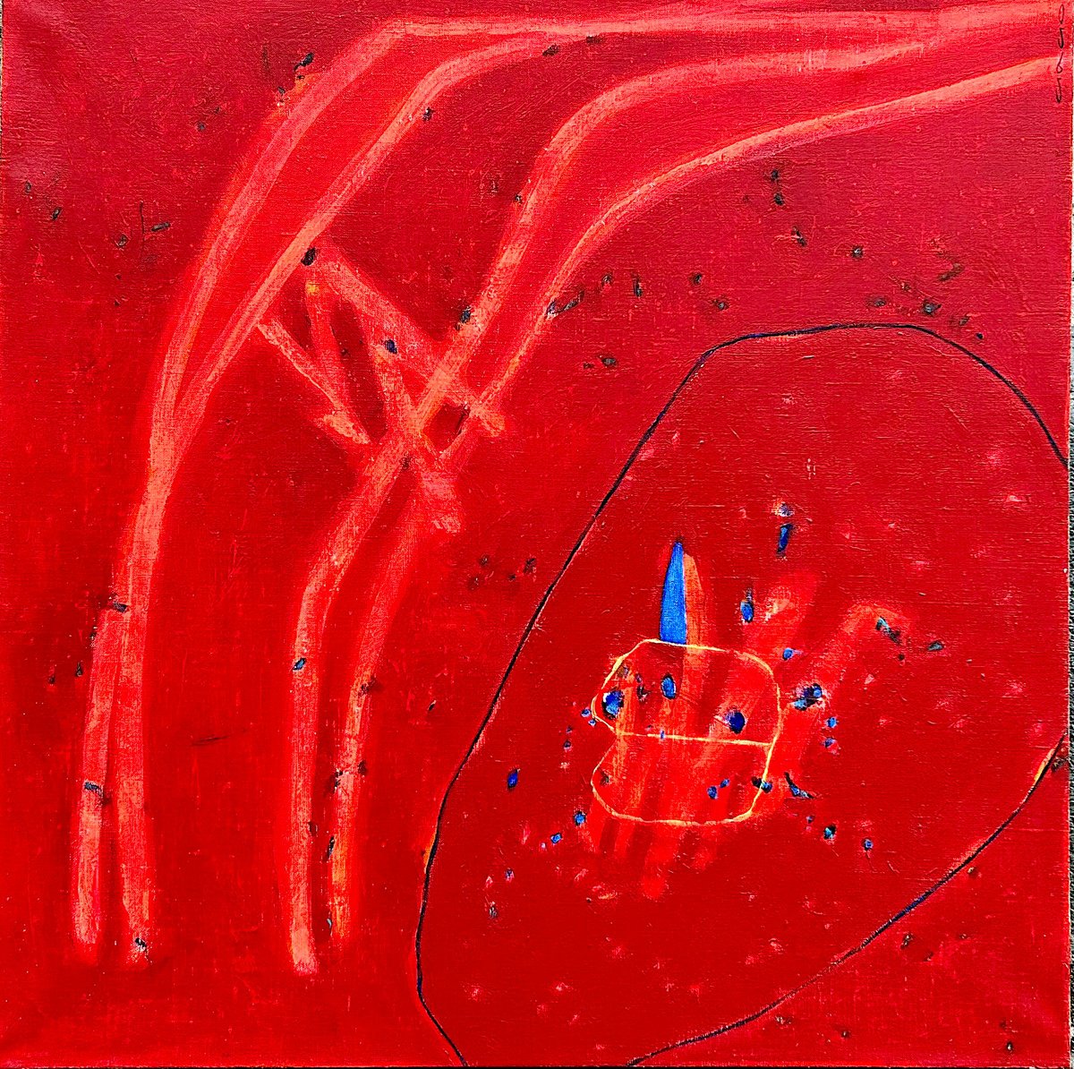 Abstract Acrylic Painting By Gago Chtchyan, 31 X 31, Red Fantasy, Original Artwork