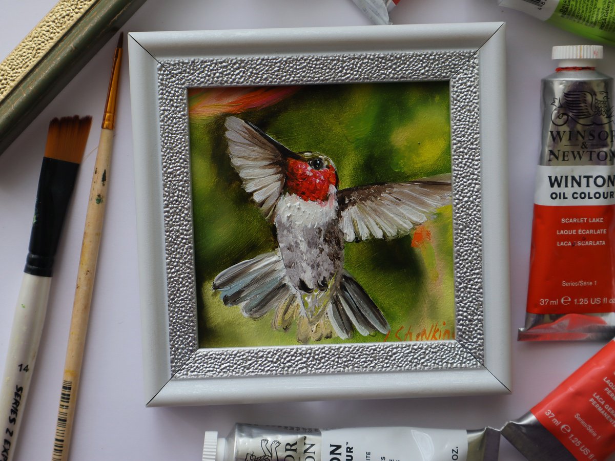 Hummingbird Miniature Art by Natalia Shaykina