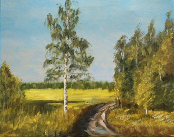 Landscape with a birch