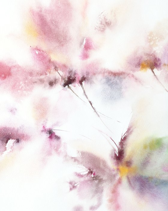 Watercolor loose pastel color flowers "Shadow"