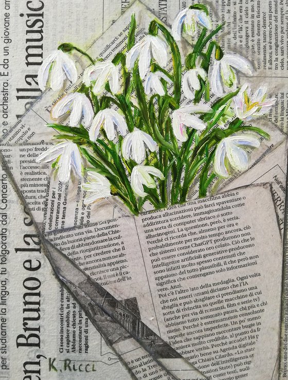 Snowdrops in Newspaper Bag
