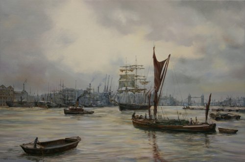 COMMERCIAL SHIPPING IN THE POOL OF LONDON c. 1900 by Peter Goodhall
